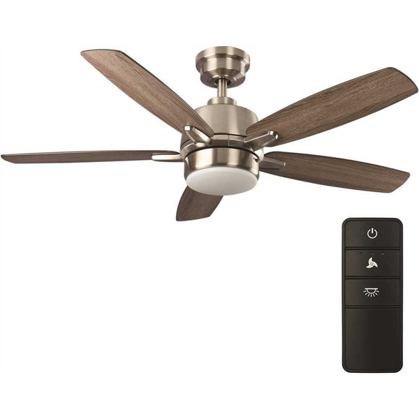 Home Decorators Collection Fawndale 46 in. Integrated LED Brushed Nickel Ceiling Fan with Light 37803